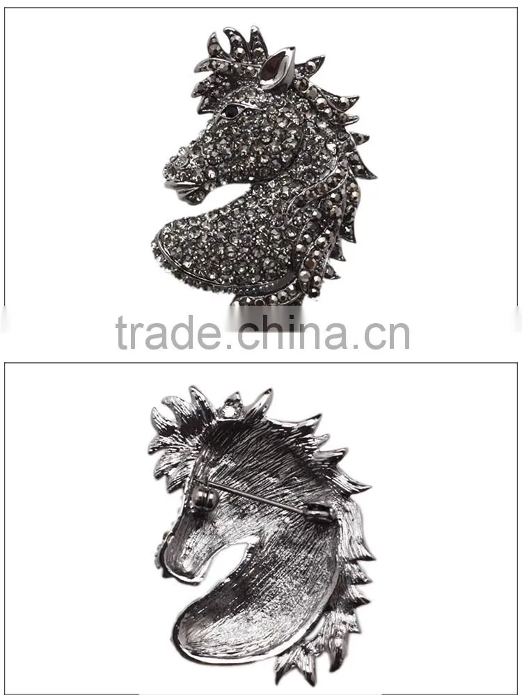 Costume jewelry rhinestone boar brooch, zinc alloy brooch, women and men brooch