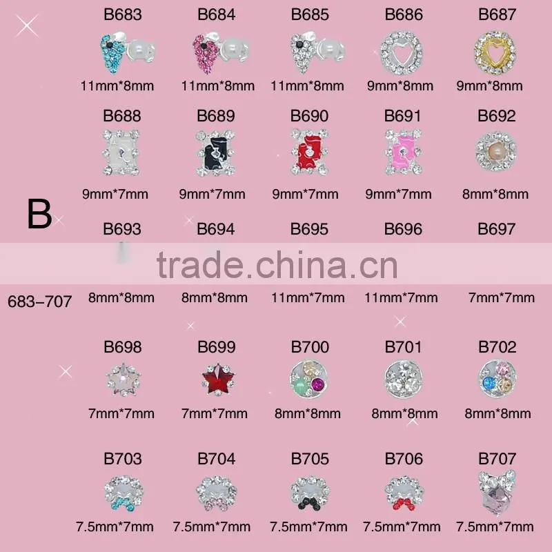 2016 fashion 3D nail art Tips decoration Alloy nail jewelry Glitter Rhinestone