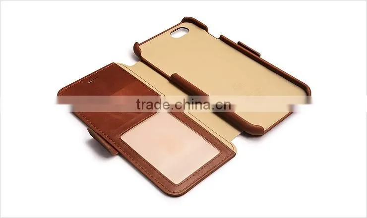 ICARER Real Leather Wallet Case For Apple iPhone 6 / 6s Plus Vintage Folio Cover With Credit Card Slot For iPhone6 4.7 / 5.5