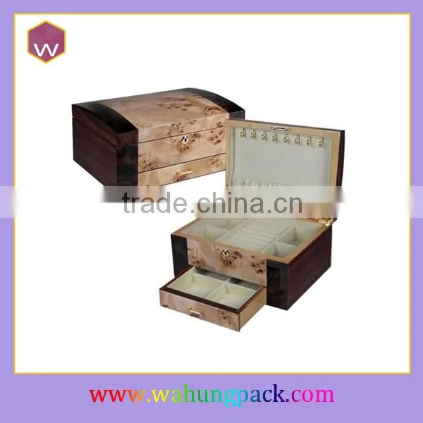 Elegant Blue Locking Wood Jewelry Box/Quality Wooden Jewellery Gift Box Custom