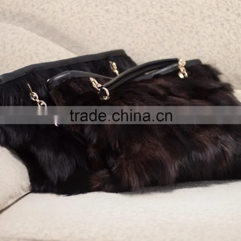 2015 New Arrival Fashion Factory Price Real Fox Fur Lady Handbag