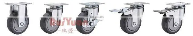 Plastic on PU wheel Side brake stainless steel caster
