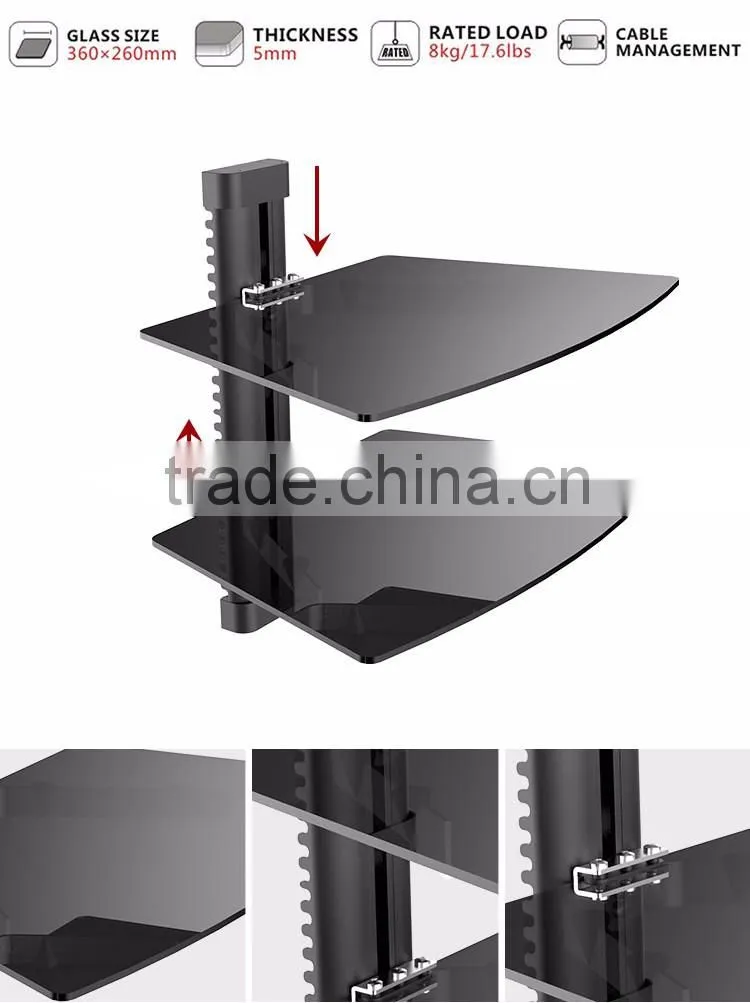 Set Top Box DVD Glass Wall Bracket