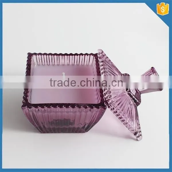 glass jar manufacturer elegant glass jar factory purple ribbed glass candle jar