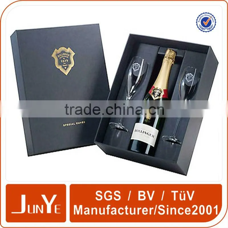 Book-form style good quality single wine glass box like whiskey wine bottle gift box