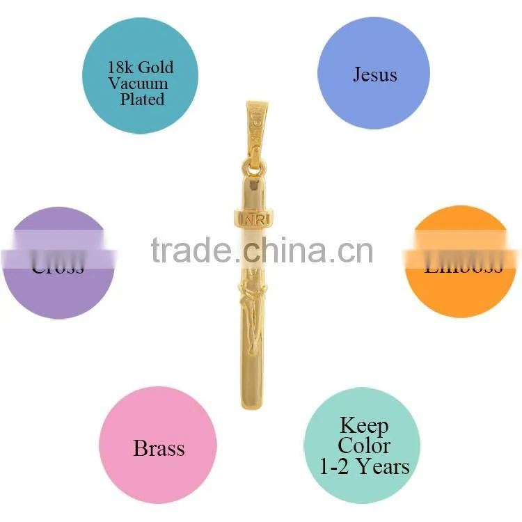 ATHENAA Cheap Jesus Cross Pendant for Jewelry Making, 18k gold Color Jewelry /Keep Color 1 Year