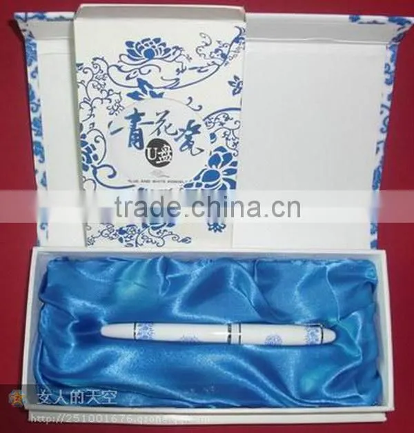 Present blue + white porcelain USB 32GB 2.0 Flash Drive Memory Stick Pen Thumb