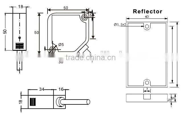HR series long distance 10m sensing infrared12-24V dc through-beam photoelectric sensor