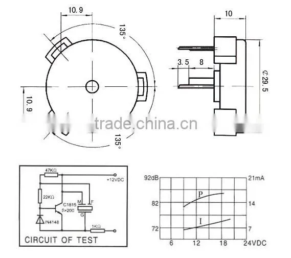 FBPB2910 Customizable buzzer piezo buzzer 12V 90db piezo buzzer (FBELE)