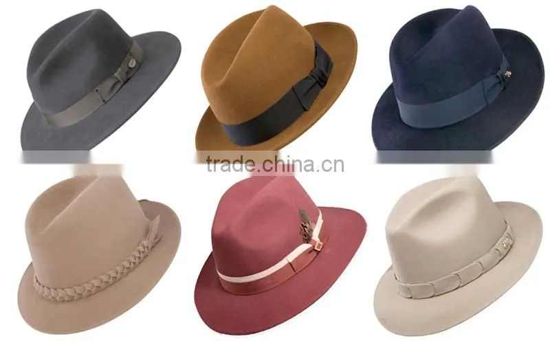 China Promotional High Quality Men's Fedora Hat Custom Logo Band