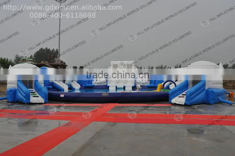 Inflatable water park combo slide and bouncy