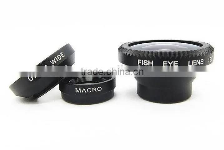 Magnetic 3 in 1 mobile phone lens 0.67xWide Angle Macro 180 Fish Eye lens camera Kit Set for Apple iPhone 4 5