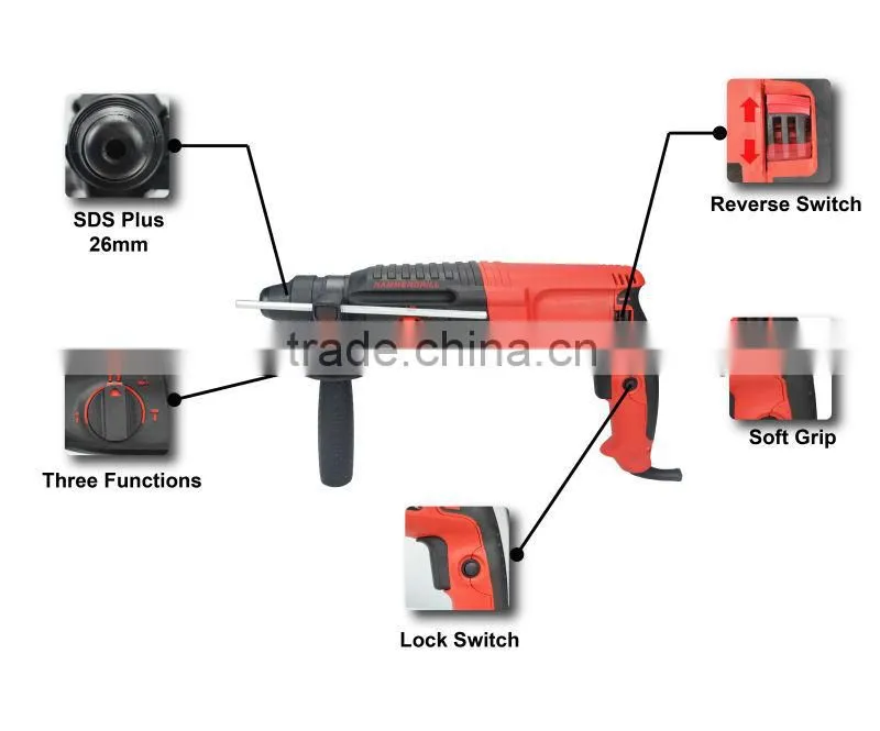 26mm 800W Electric Rotary Hammer GRH800-26V Hammer&Drilling double function DEKO