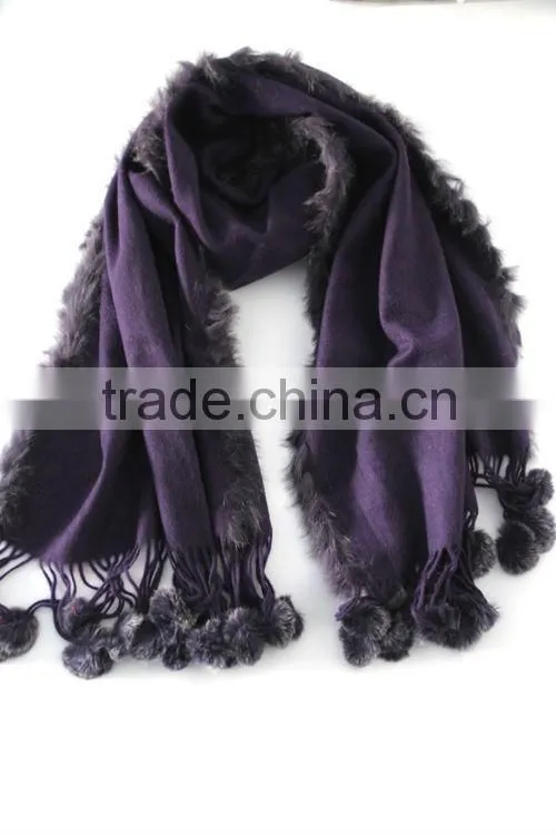 cashmere pashmina wraps with fur balls