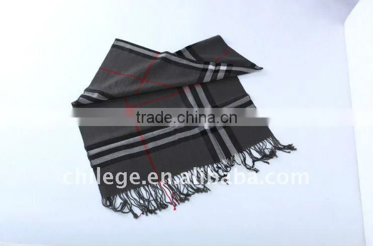 fashion high quality pure wool checkd men scarves shawls neckwear
