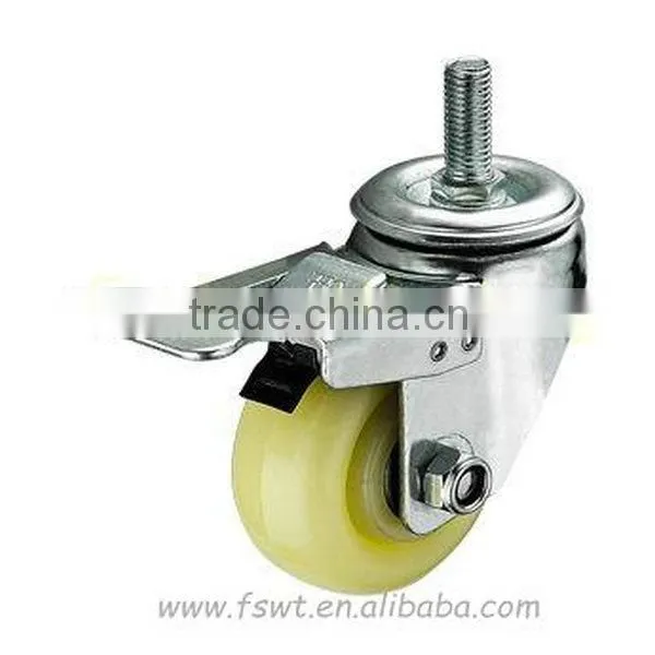 Swivel Screw Bracket White Single Nylon Small Plastic Wheel