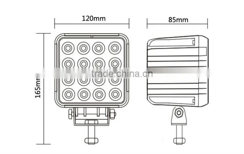 Super bright! 48w led work light spot/flood off-road driving lighting/ 16pcs*3w cree led truck working lighting