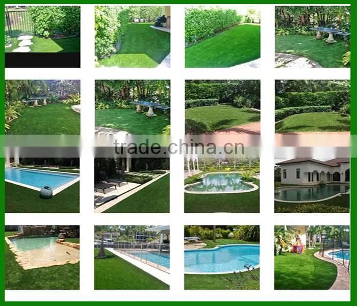 Chinese factory landscape artificial grass with straight and curled yarn