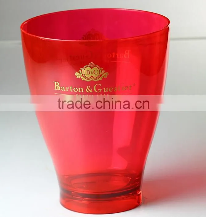 2014 Hot Custome Clear Plastic Wine Ice Buckets Wholesale for beer promotion