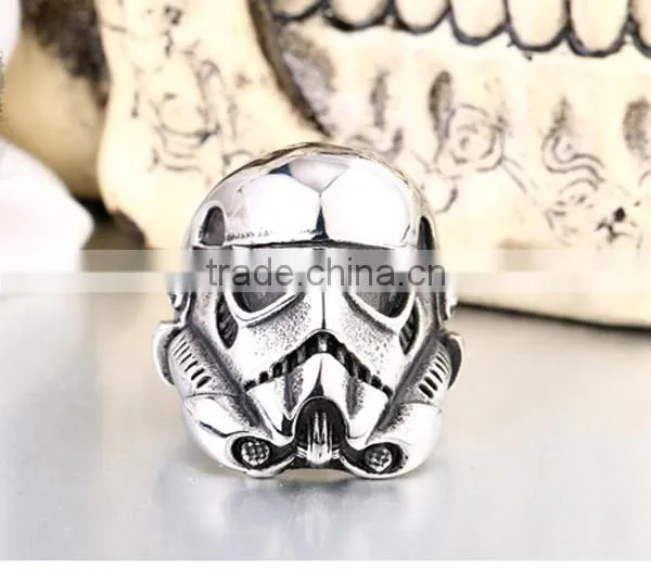 2016 mens vintage punk skull head 316L stainless steel rings
