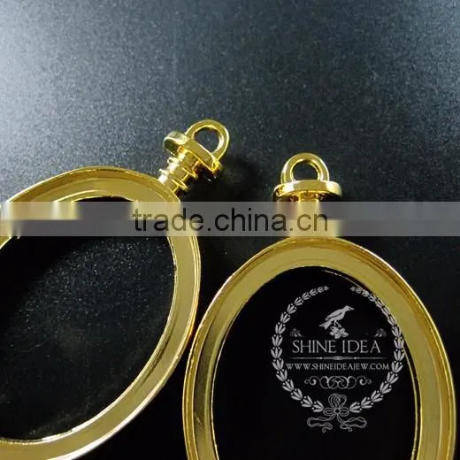 30x40mm gold plated alloy oval pendant charm DIY bezel setting glass tray jewelry supplies 1850258