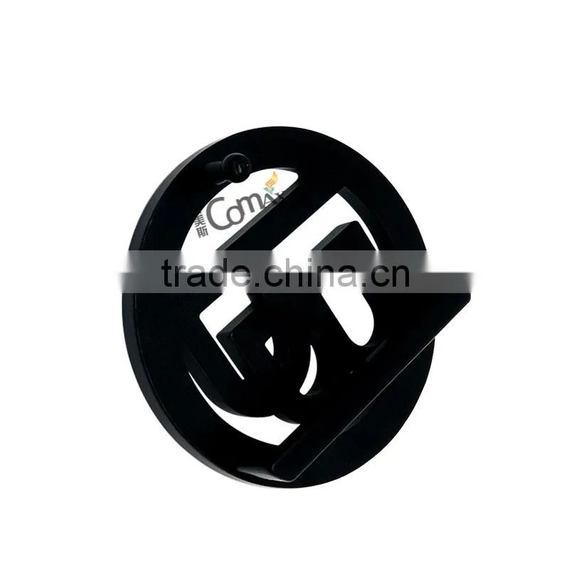 Round Hollow PB Logo Matt Black Metal Belt Buckle