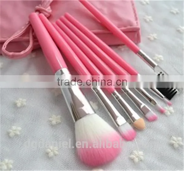 7pcs pink synthetic girls cosmetic brushes