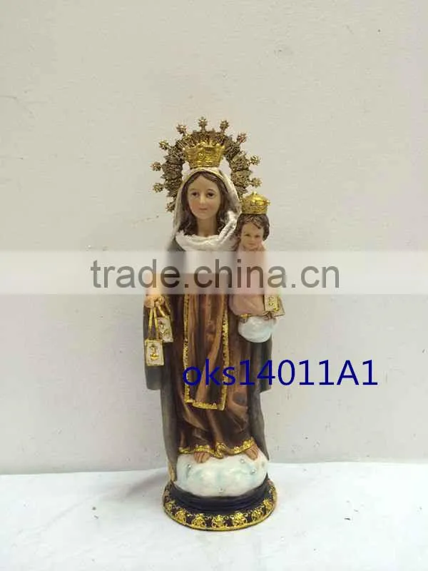 Factory 2016 resin religious virgin mary and baby juesus statue tabletop