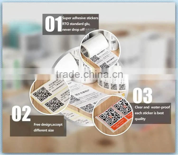 Custom print logo packaging label with adhesive paper sticker
