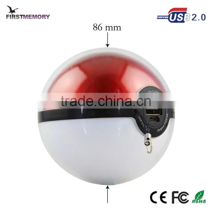 Packing box Mobile game Cosplay Pokemon Go Poke ball2 12000mAh LED Quick Charge Power Bank