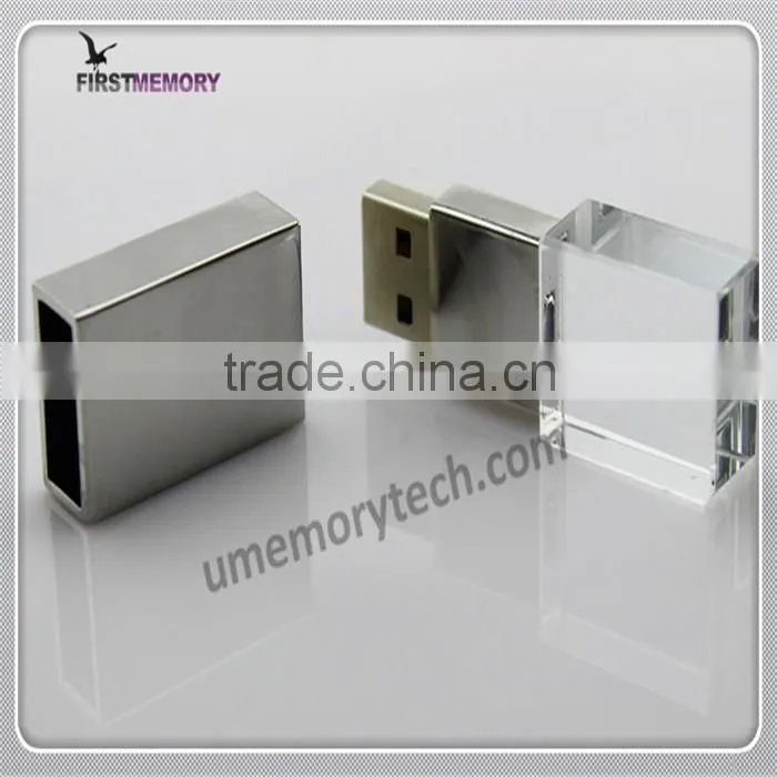 Crystal Glass usb 2.0 memory flash stick storage capacity of pen drive 64gb