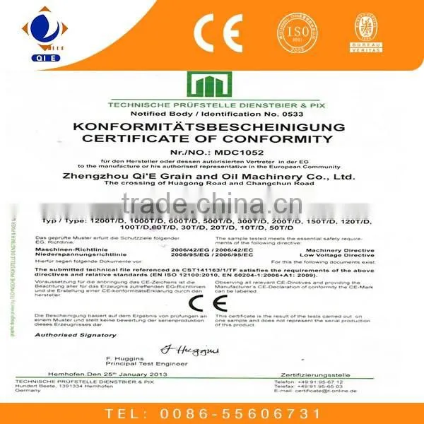10-100TPD rice bran oil processing plant with CE
