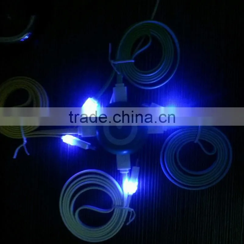 1m LED USB Cable Micro USB Cable With Led Light for iPhone Smile Face USB data charging cable charger lines for iphone 4 4s