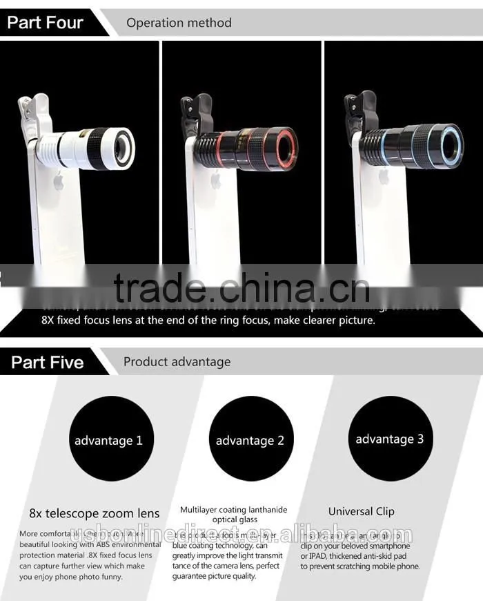 Popular new products shutterbug necessary 8X Zoom Mobile Phone Telescope Lens