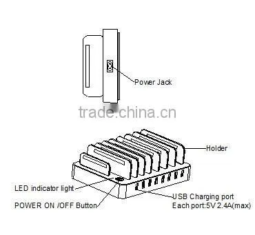 New Arrival Fashion VOXLINK Humanized Design 8-Port USB Charger With Transparent bracket PSE Black
