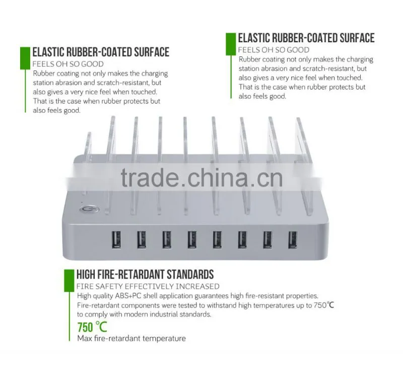 Hot Selling VOXLINK 8-Port Family Office Size USB Desktop Charger With Transparent bracket PSE White