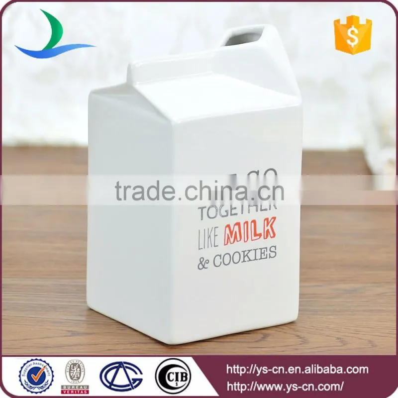 China supplier milk carton shape ceramic milk jug wholesale