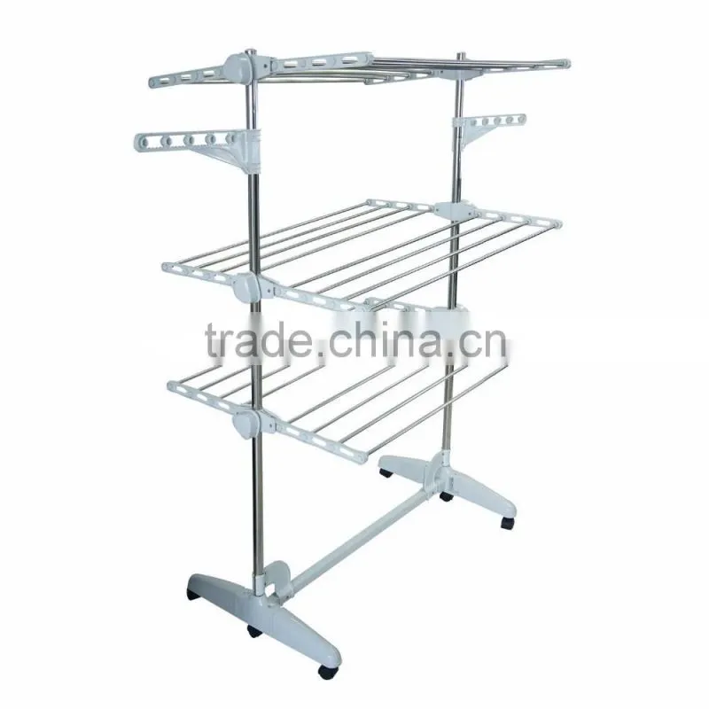 multi color clothes garment drying hanger rack and Large Capacity Rack with 3 Levels and Bar for Sheets