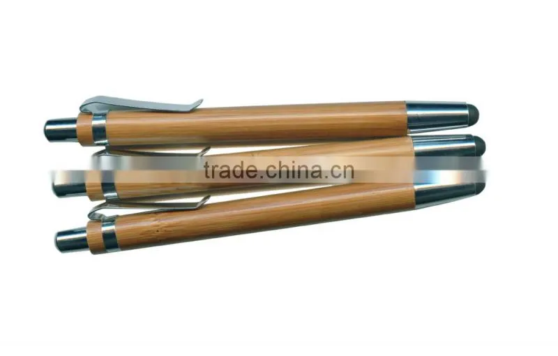 2015 New Eco Friendly Stylus Bamboo Pen with Metal Clip