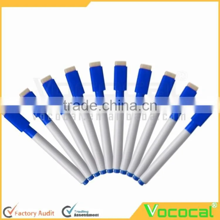 10 Pcs Rewritable White Board Dry Erase Markers Pens With Eraser Cap Blue