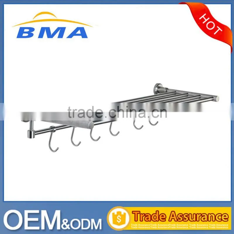 Wall Mounted Stainless Steel Bathroom Towel Rack,Towel Shelf With 6 Hook