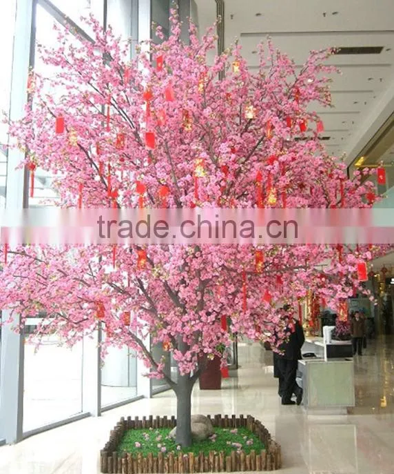 2017 hot sale artificial plastic peach blossom tree