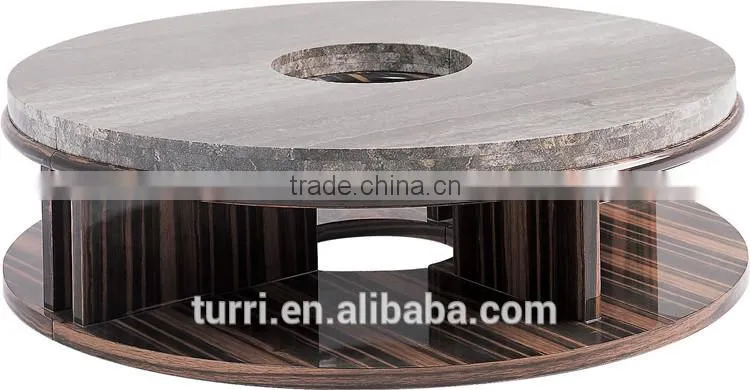 KD027B Iran travertine wood round marble coffee table