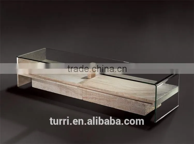 Rectangle White Travertine Coffee Table