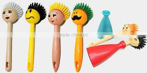 fashion plastic handle style household cleaning dish brush for kitchen