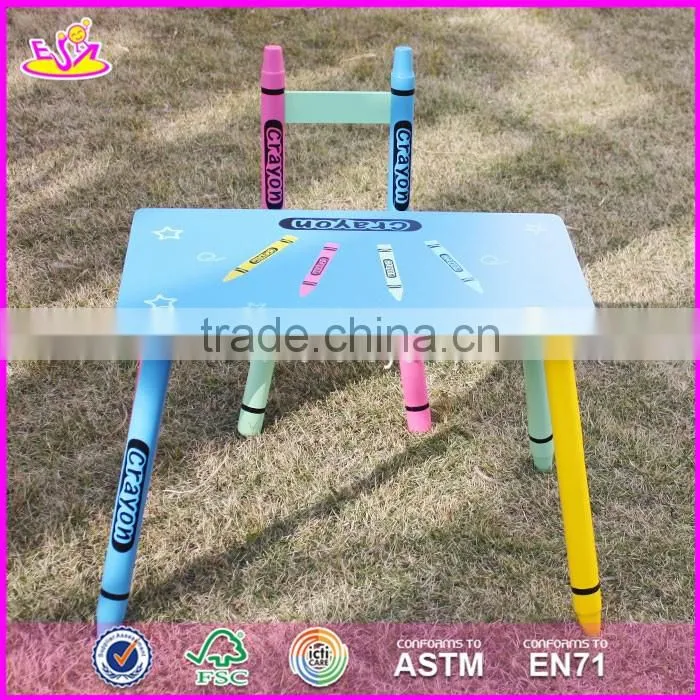 2017 New design kindergarten wooden table and chairs for toddlers W08G217