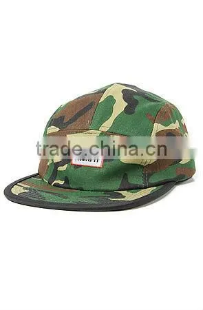 Military cheap custom camo 5 panel hat flat brim