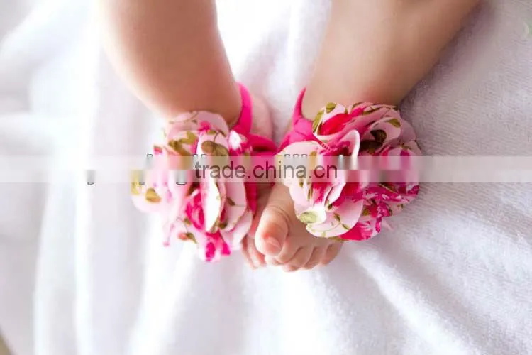 New Arrival Elastic Barefoot Sandals For Infant Hot pink Barefoot Socks Sandals Shoes Flowers Feet Toes Baby Bloom