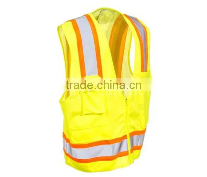 extra wide reflective tape yellow China supplier clothing safety workwear vest