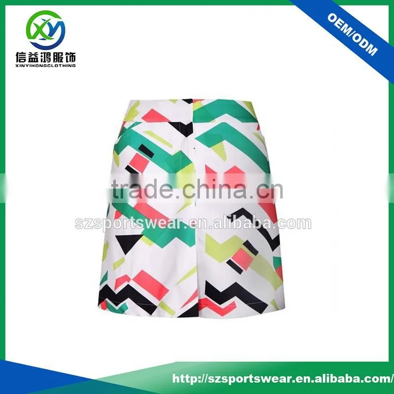 New Arrival Beautiful Printing Polyester Spandex Slim Fit Girls Golf Skirts